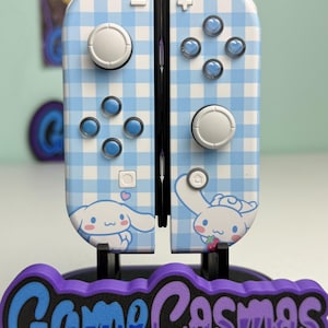 かわいい漫画テーマ - ベビーブルーとホワイトのパステルカラー - Nintendo Switch用カスタムJoy-Con