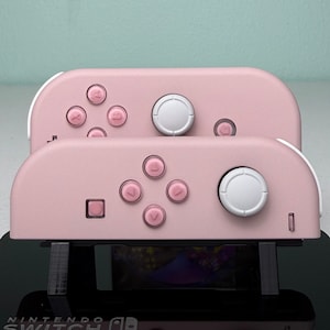 Sakura Pink + Jelly Buttons - White accents - Custom Joycons for the Nintend Switch