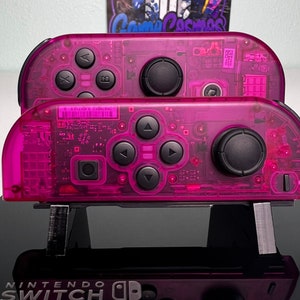 Clear Candy Pink - Black Accents - Custom Joycons for the Nintend Switch