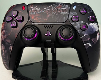 Jujutsu Anime - LED RGB - Rojo y azul metálico - Mando inalámbrico personalizado para PS5 o PC