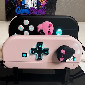 Cute Black & Pink - RGB LED - Custom Joycons for the Nintend Switch
