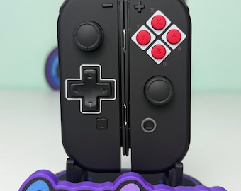 Retro NES Inspired - Black Accents - Custom Joycons for the Nintend Switch