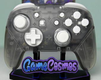 Mando inalámbrico profesional transparente con detalles en blanco para Switch o PC