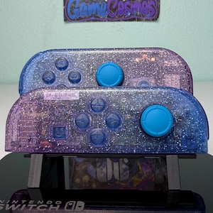 Two-Tone Glossy Glitter - Blue & Purple - Custom Joycons for the Nintend Switch