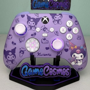 Tema Kawaii Violeta - Lindo dibujo animado - LED RGB - Mando inalámbrico personalizado para Xbox o PC