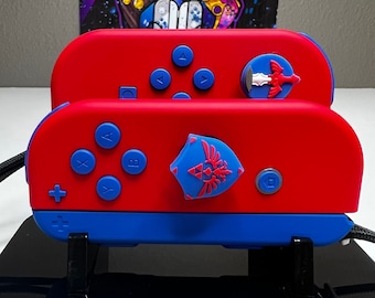 Passion Red & Deep Blue - Soft Touch Pastel - Custom Joycons for the Nintend switch