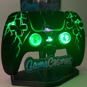 Lightning theme - RGB LED - All Black - Custom Wireless Controller for PS5 or PC