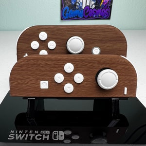 Woodgrain Soft Touch - White Accents - Custom Joycons for Nintend Switch