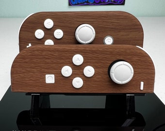 Woodgrain Soft Touch - White Accents - Custom Joycons for Nintend Switch