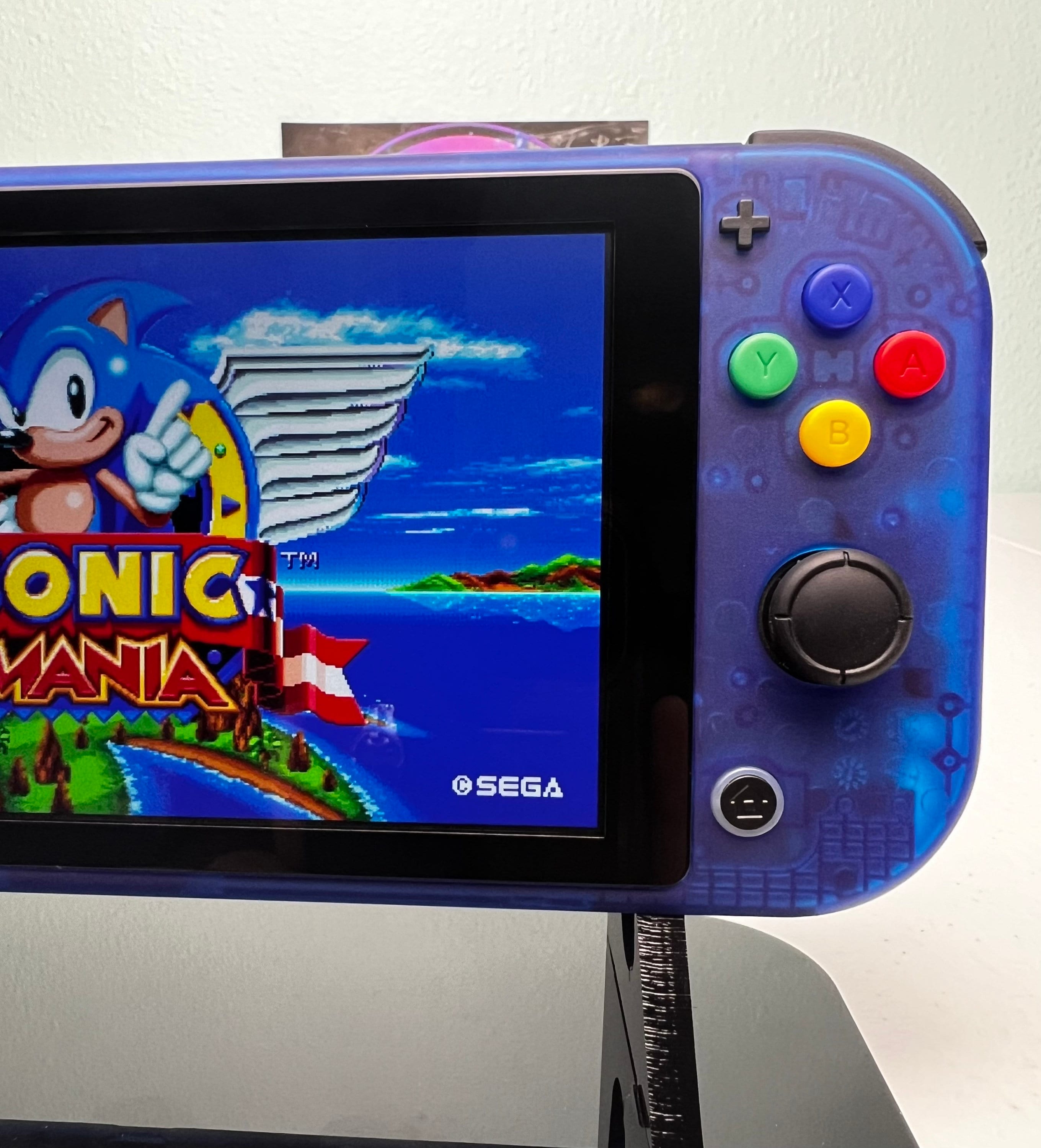Transparent Blue - Black Accents + Colorful ABXY - Custom Switch