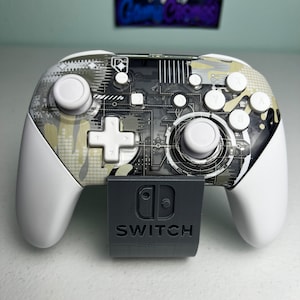 Clear Mech Splatter - Glossy White Transparent - Wireless Pro Controller for The Switch Or PC