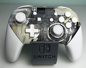 Clear Mech Splatter - Glossy White Transparent - Wireless Pro Controller for The Switch Or PC