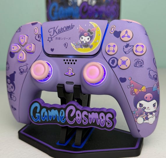 Cute Violet Rabbit - RGB LED - Pink Accents -Custom Wireless Controller for PS5 Or PC