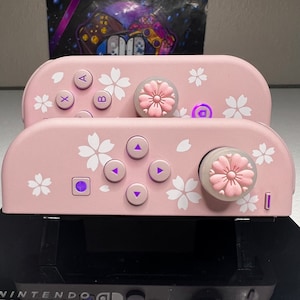 Two-tone Glossy Pink Purple - Black Accents - Custom Joycons