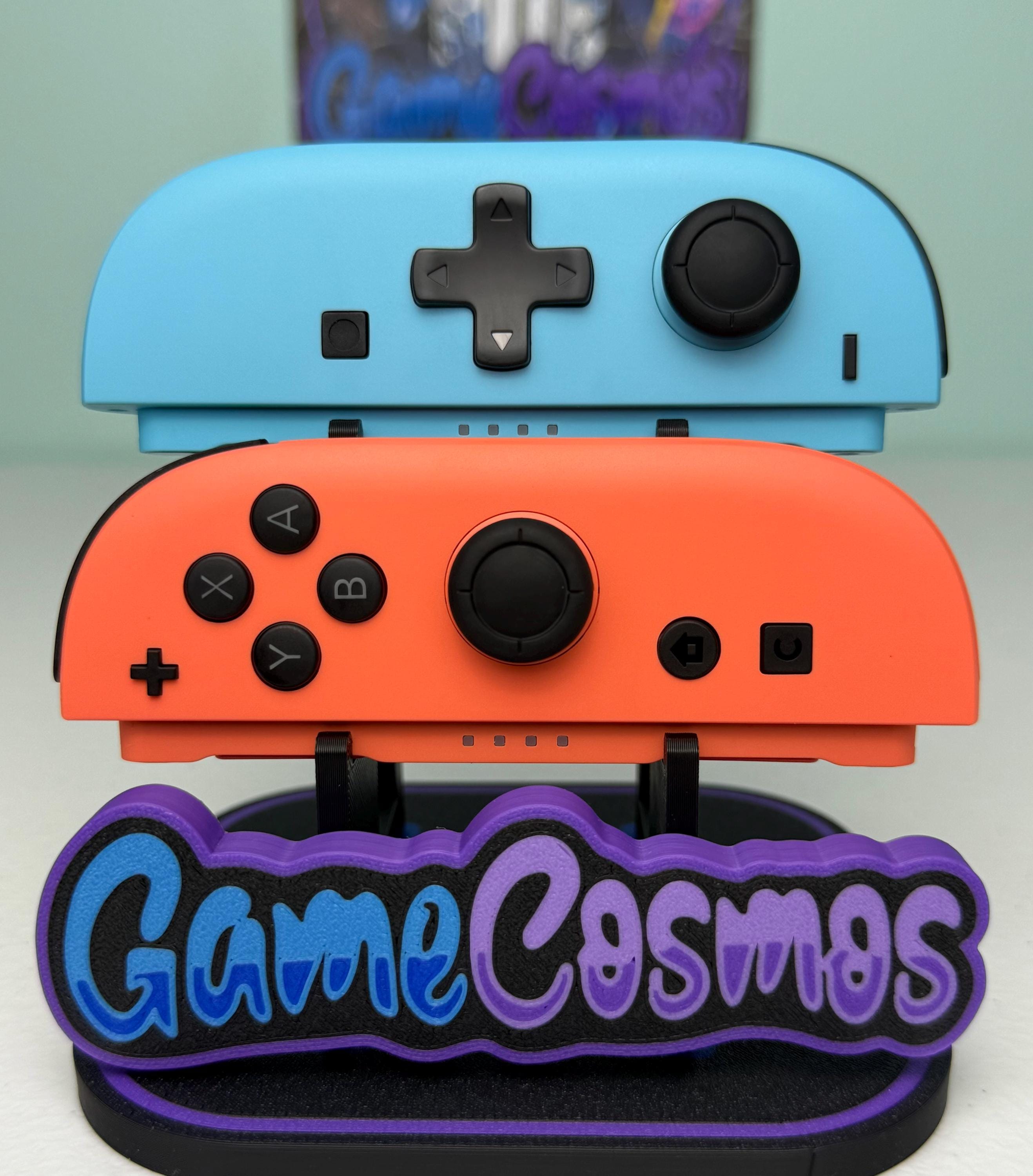 Nintendo Switch 初期FW？ ジョイコン カスタム Retro NS1 Neon Red & Light Blue DPAD - Hall Effect Nodrift