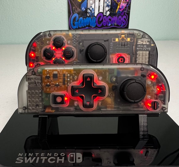 Transparent Black - RGB LED - Custom Joycons for the Nintend