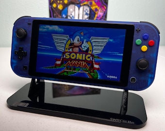 Transparant blauw - zwarte accenten + kleurrijke ABXY - Custom Switch Lite
