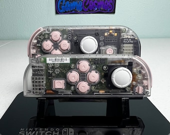 Transparent Clear - Pink Accents -  Custom Joycons for the Nintend Switch