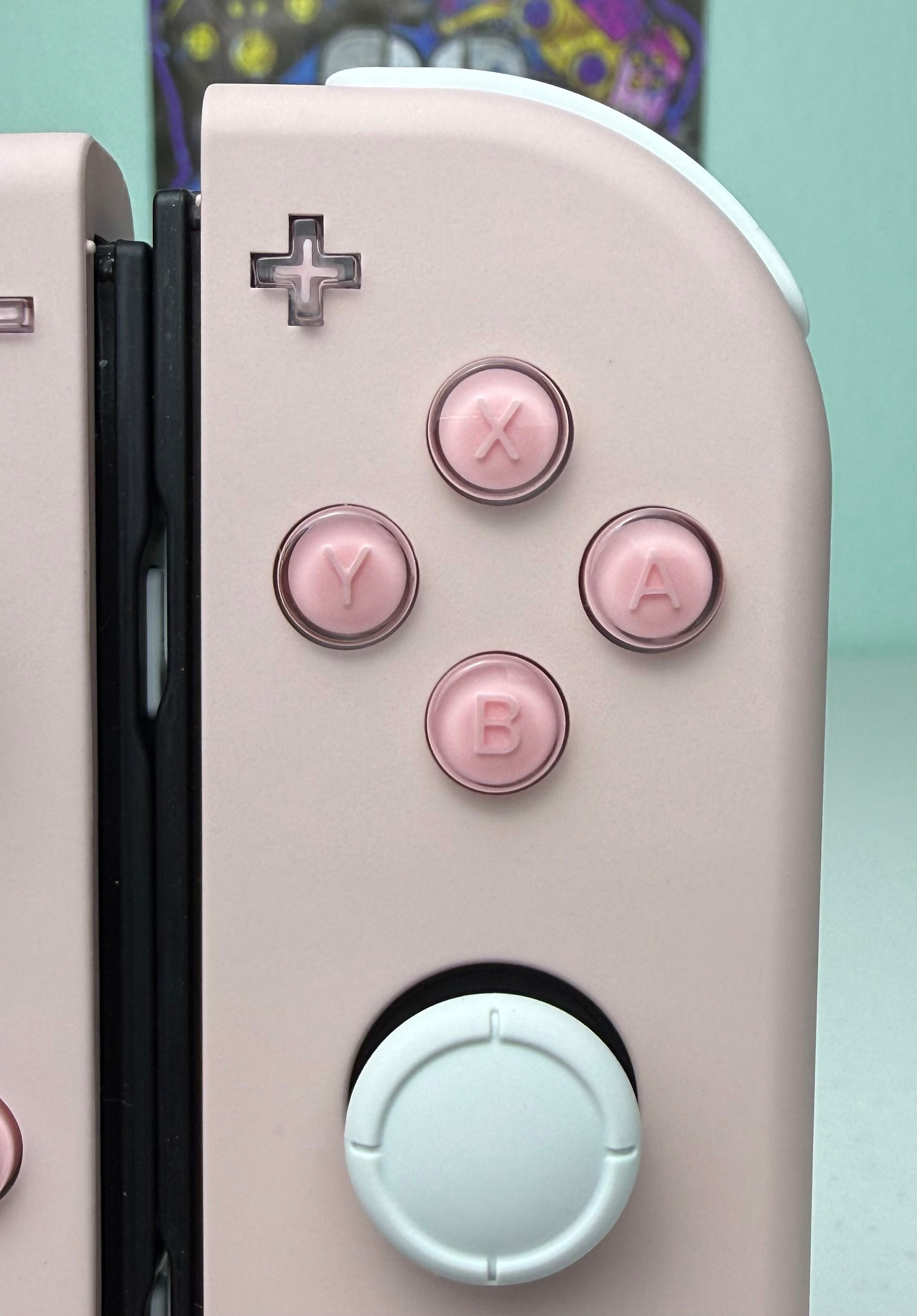 桜ピンク + ジェリーボタン - ホワイトアクセント - Nintendo Switch 1