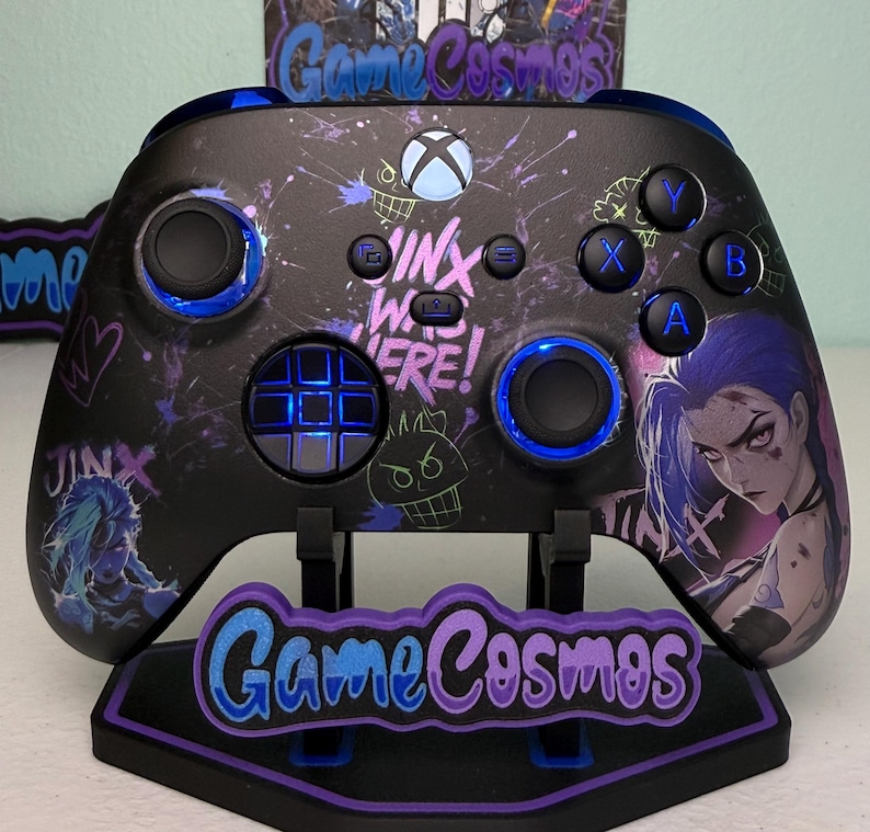 Jinx Arcane LoL - RGB LED - Custom Wireless Controller for Xbox or PC image 1