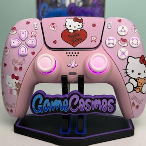 Cute Cartoon Kitty - RGB LED - Sakura Pink - Custom Wireless Controller for PS5 Or PC