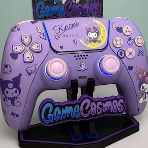 Cute Violet Rabbit - RGB LED - Pink Accents -Custom Wireless Controller for PS5 Or PC image 2
