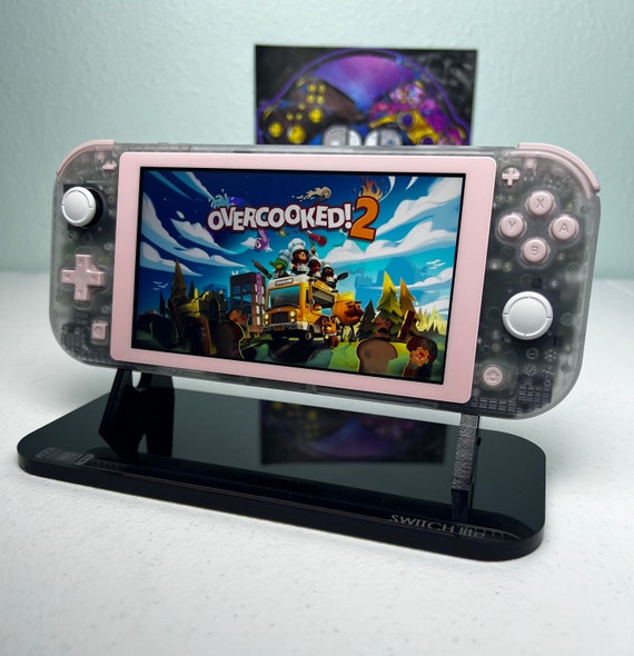 Transparent Clear - Pastel Pink Accents - Custom Switch Lite