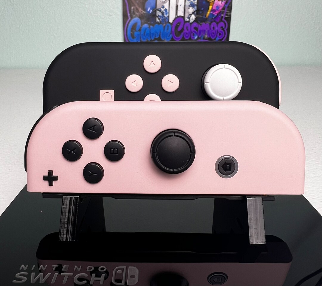 Sakura Pink & Black - Soft Touch Finish - Custom Joycons for the