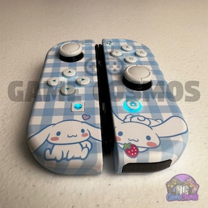 Cute Cartoon Theme - Baby Blue White Pastel - Custom Joycons for the Nintend Switch
