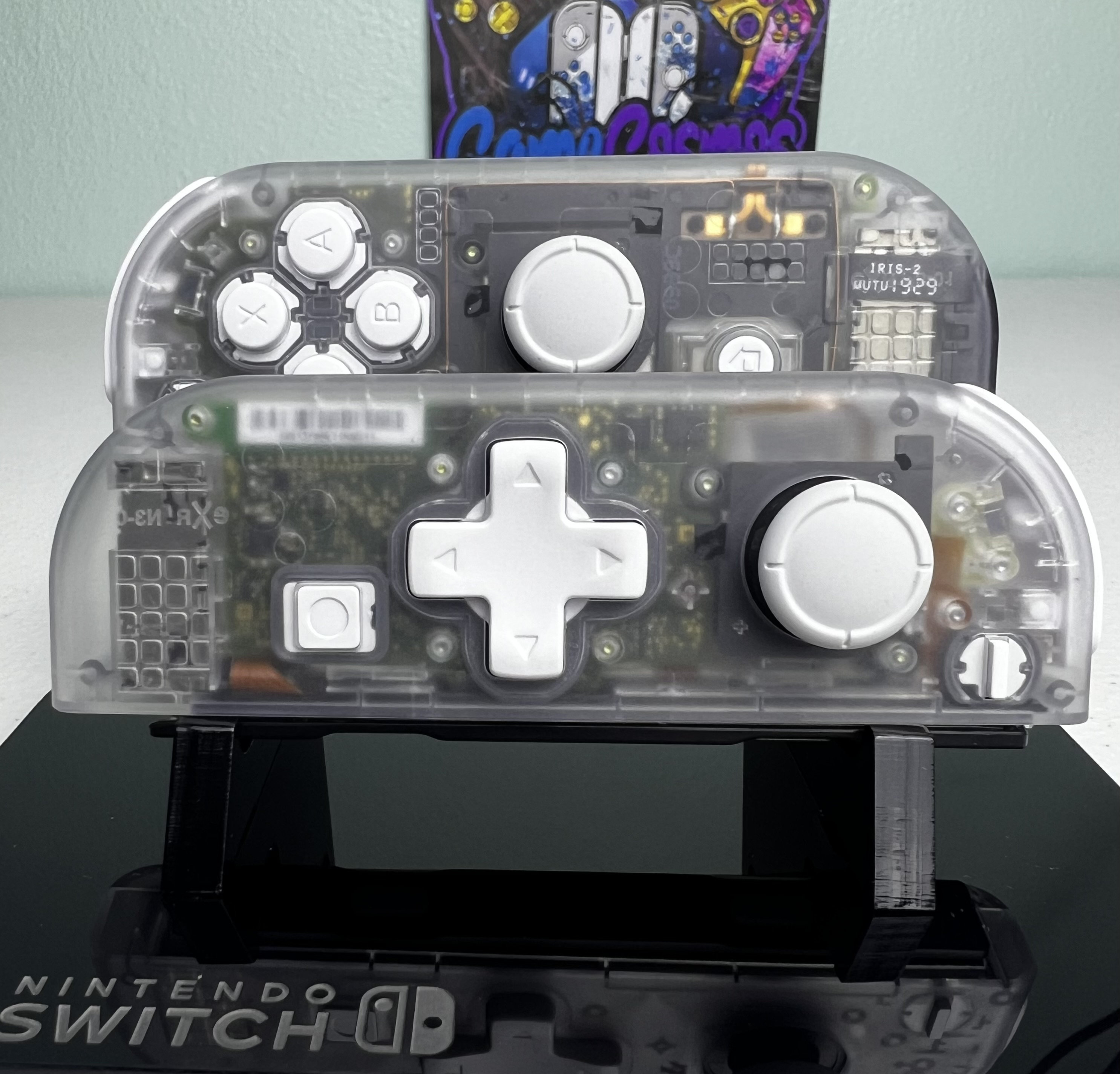 透明クリアDPAD - ホワイトアクセント - Nintendo Switch用カスタムJoy