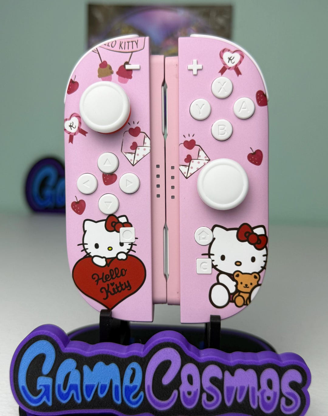 Cute Cartoon Kitty - Sakura Pink - Custom Joycon 2 for Nintendo