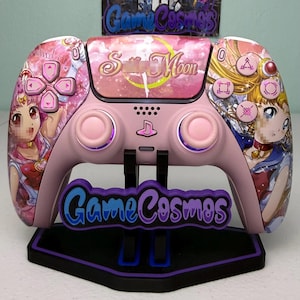 アニメマンガ - パステルピンク - RGB LED - PS5またはPC用カスタムワイヤレスコントローラー