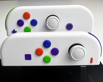 Soft Touch Pure White - Colorful Buttons - Custom Joycons for the Nintend Switch