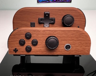 【木目調】ジョイコン カスタム 木目柄 Joy-Con 木目調ソフトタッチ - DPAD ブラックアクセント - Nintendo Switch用
