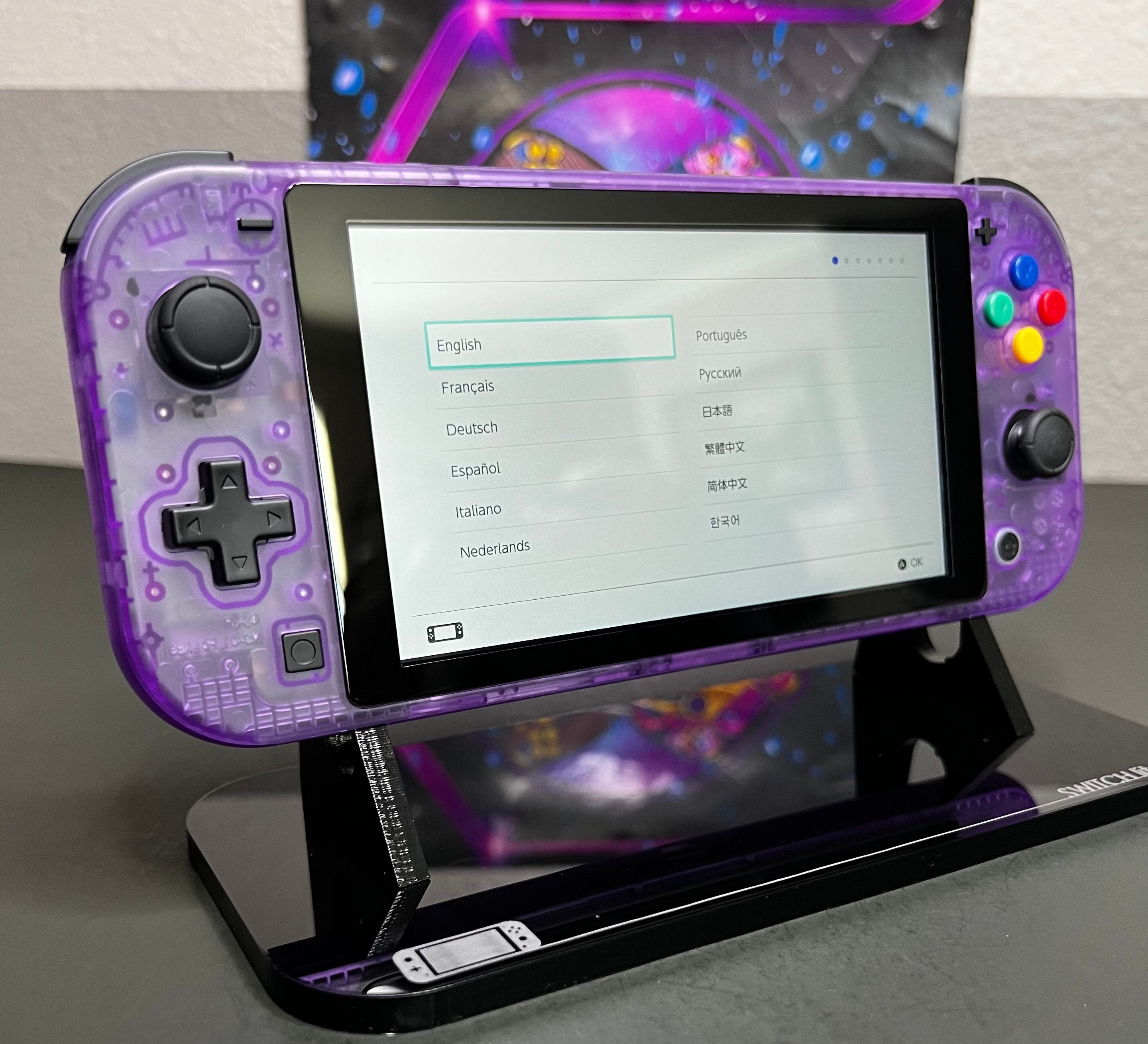 Retro Gameboy Inspired Atomic Purple W/ Famicon Premium Custom Nintendo  Switch Lite 