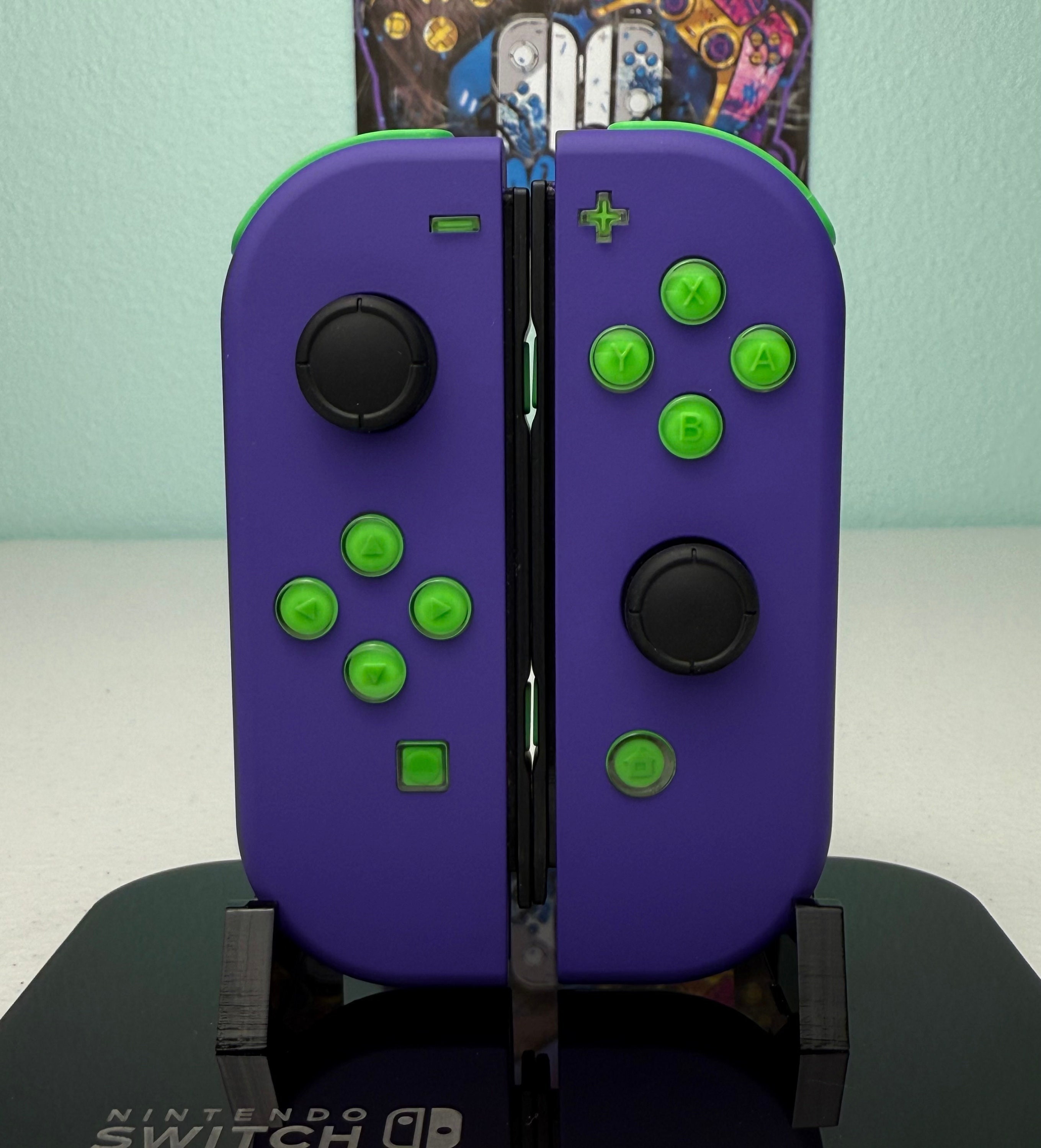 Soft Touch Purple - Lime Jelly Buttons - Custom Joycons for the