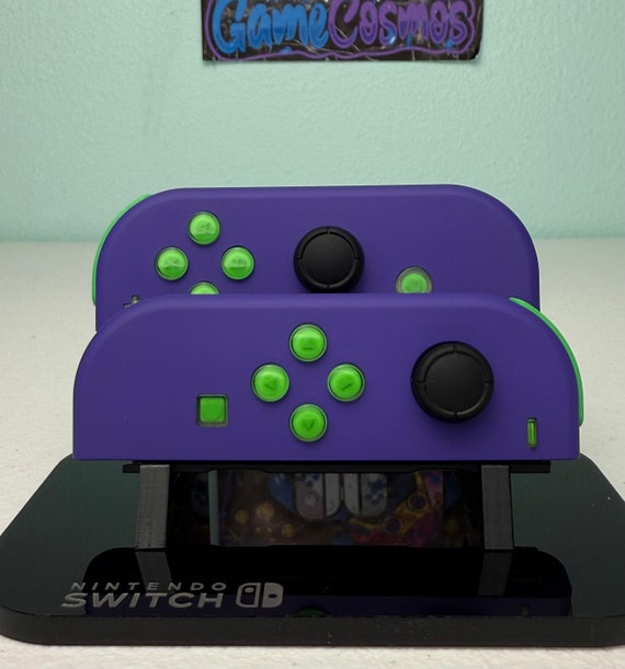 Soft Touch Purple - Lime Jelly Buttons - Custom Joycons for the