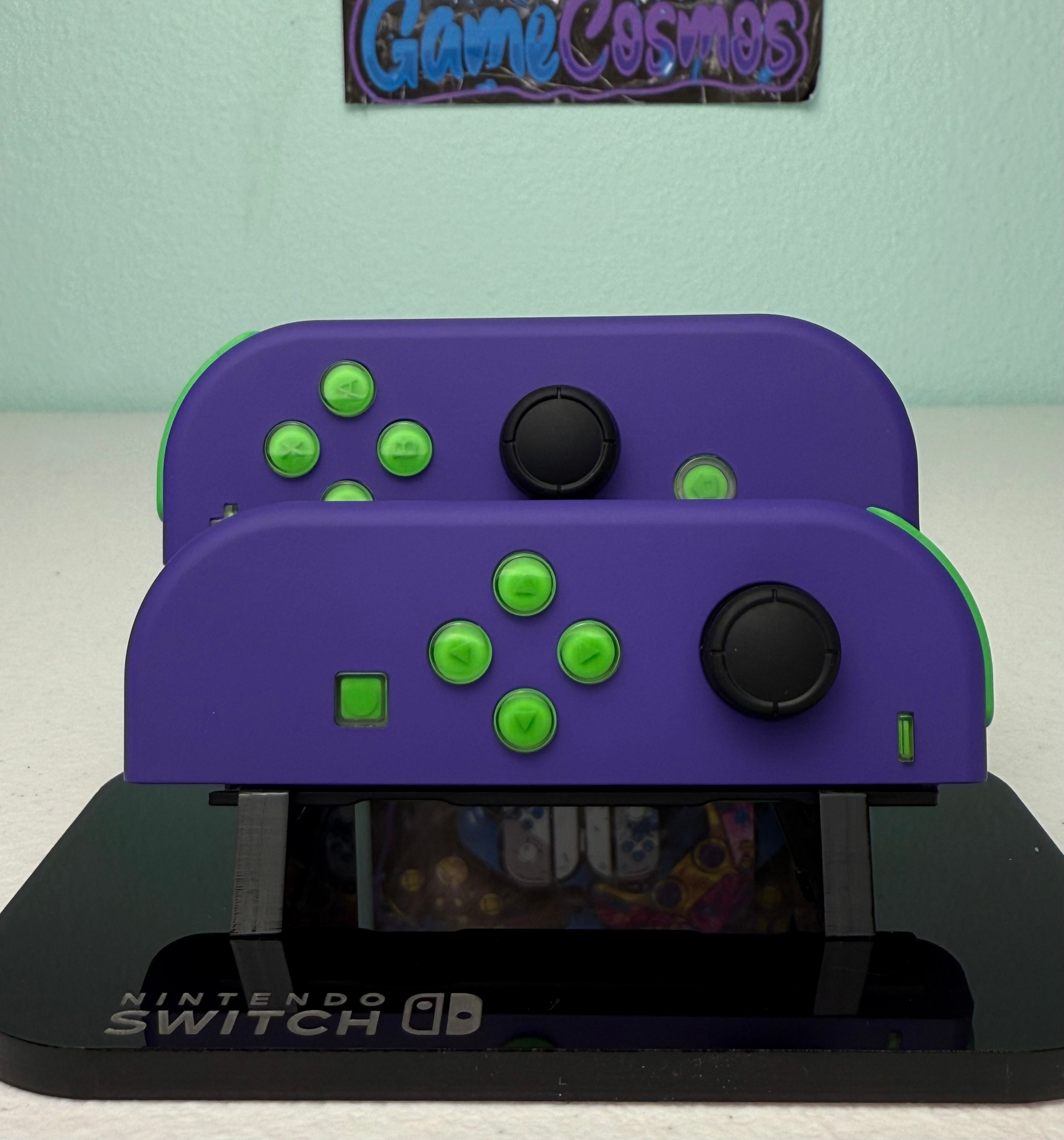 Soft Touch Purple - Lime Jelly Buttons - Custom Joycons for the