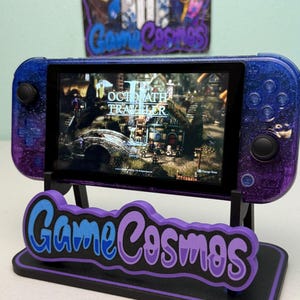 Degradado brillante con purpurina azul y púrpura - Efecto Hall NoDRIFT - Switch Lite personalizado