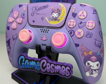 Simpatico coniglio viola - LED RGB - Dettagli rosa - Controller wireless personalizzato per PS5 o PC