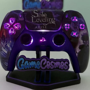 Anime Manga Leveling - Glossy Finish - RGB LED - Custom Wireless Controller for PS5 Or PC LED Controller