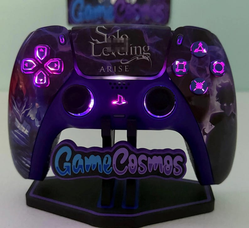 Anime Manga Leveling - Glossy Finish - RGB LED - Custom Wireless Controller for PS5 Or PC LED Controller