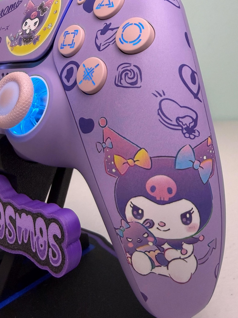 Cute Violet Rabbit - RGB LED - Pink Accents -Custom Wireless Controller for PS5 Or PC image 4