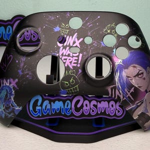 Jinx Arcane LoL - RGB LED - Custom Wireless Controller for Xbox or PC FACEPLATE + TOUCHPAD
