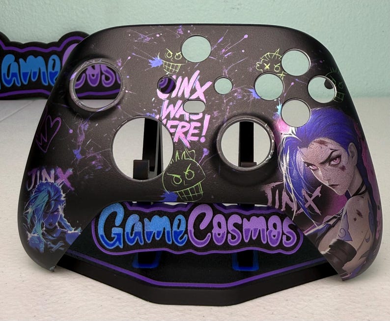 Jinx Arcane LoL - RGB LED - Custom Wireless Controller for Xbox or PC FACEPLATE + TOUCHPAD