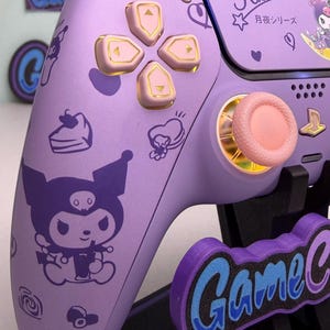 Cute Violet Rabbit - RGB LED - Pink Accents -Custom Wireless Controller for PS5 Or PC image 5