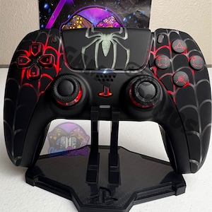Spindelnätstema - RGB LED - Helsvart - Anpassad trådlös handkontroll för PS5 eller PC