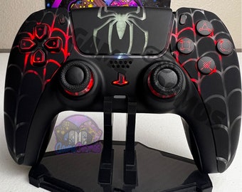 Spiderweb Theme  - RGB LED - All Black - Custom Wireless Controller for PS5 Or PC