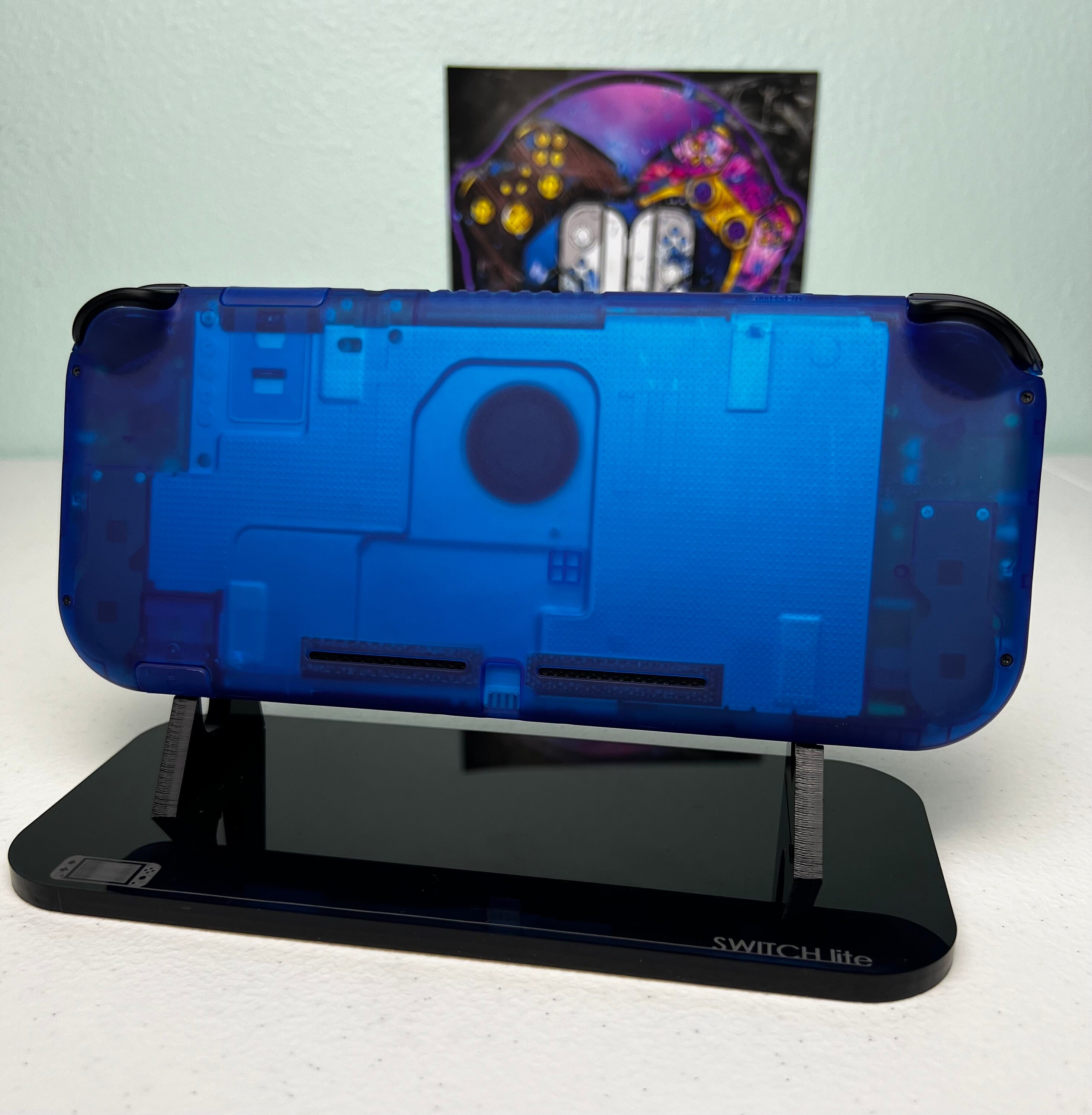 Transparent Blue - Black Accents + Colorful ABXY - Custom