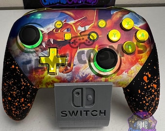 Fire Type Anime Theme  - RGB LED - Custom Wireless Pro Controller for The Switch Or PC